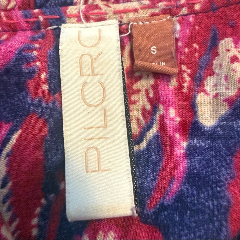 Anthropologie Pilcro Lucille Peasant Blouse Floral Blue Pink Small - Picture 8 of 12